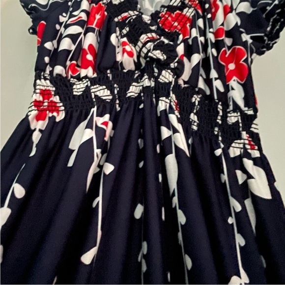 Maxi Floral Dress - Red and Navy blue - Picture 2 of 3